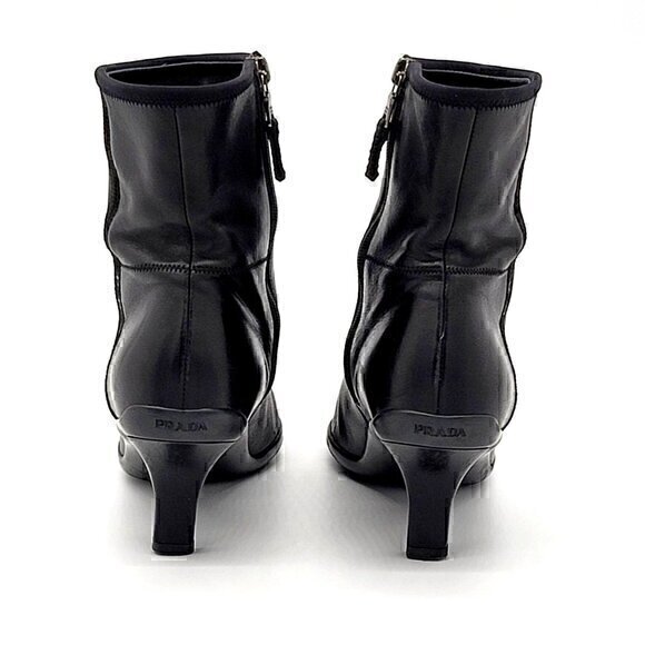 Prada Leather Boots Booties Black 5 - Picture 4 of 12